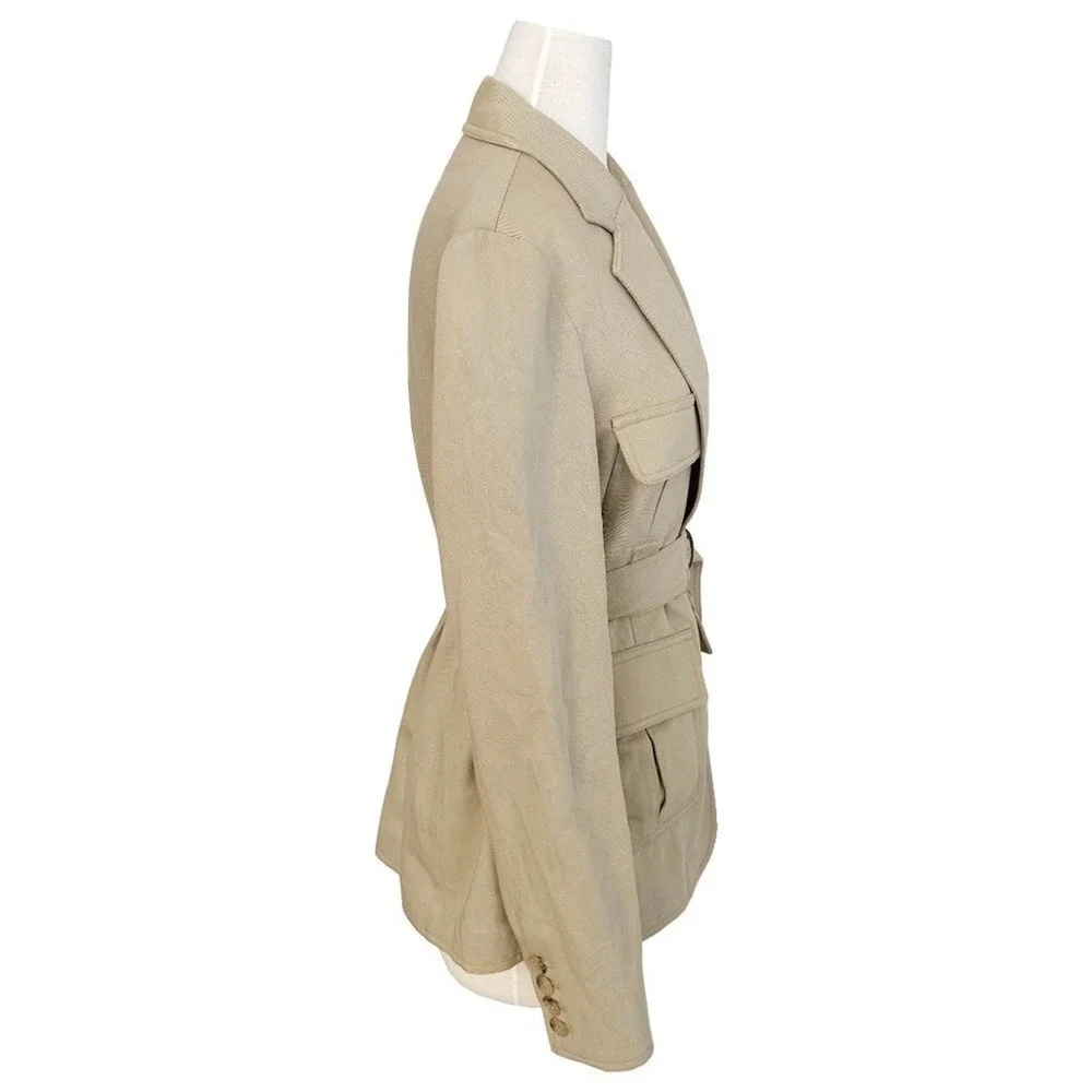 Nili Lotan‎ Khaki Utility Blazer Belted Jacket Safari Coat 8